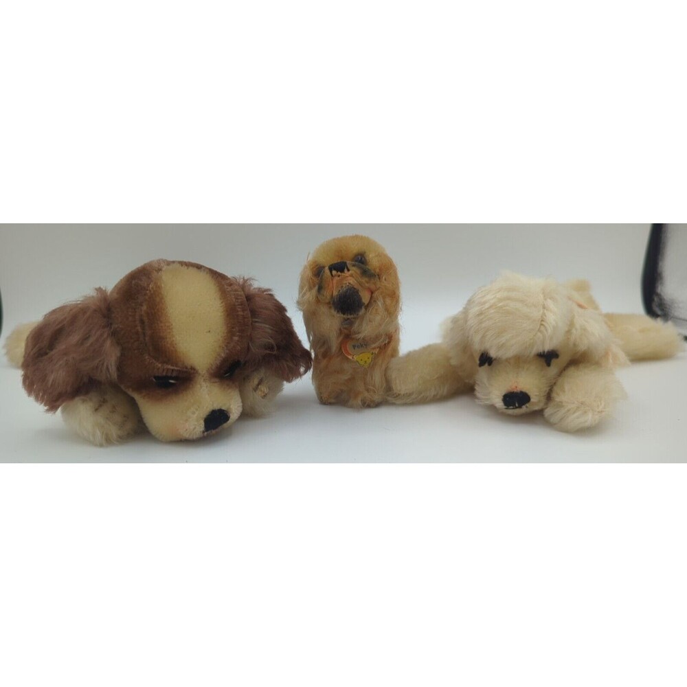 VTG Steiff Mohair Lot of 3 Dogs Peky Floppy Snobby, Floppy Cockie